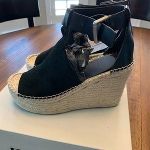 Marc Fisher Perforated Espadrille Platform Wedge